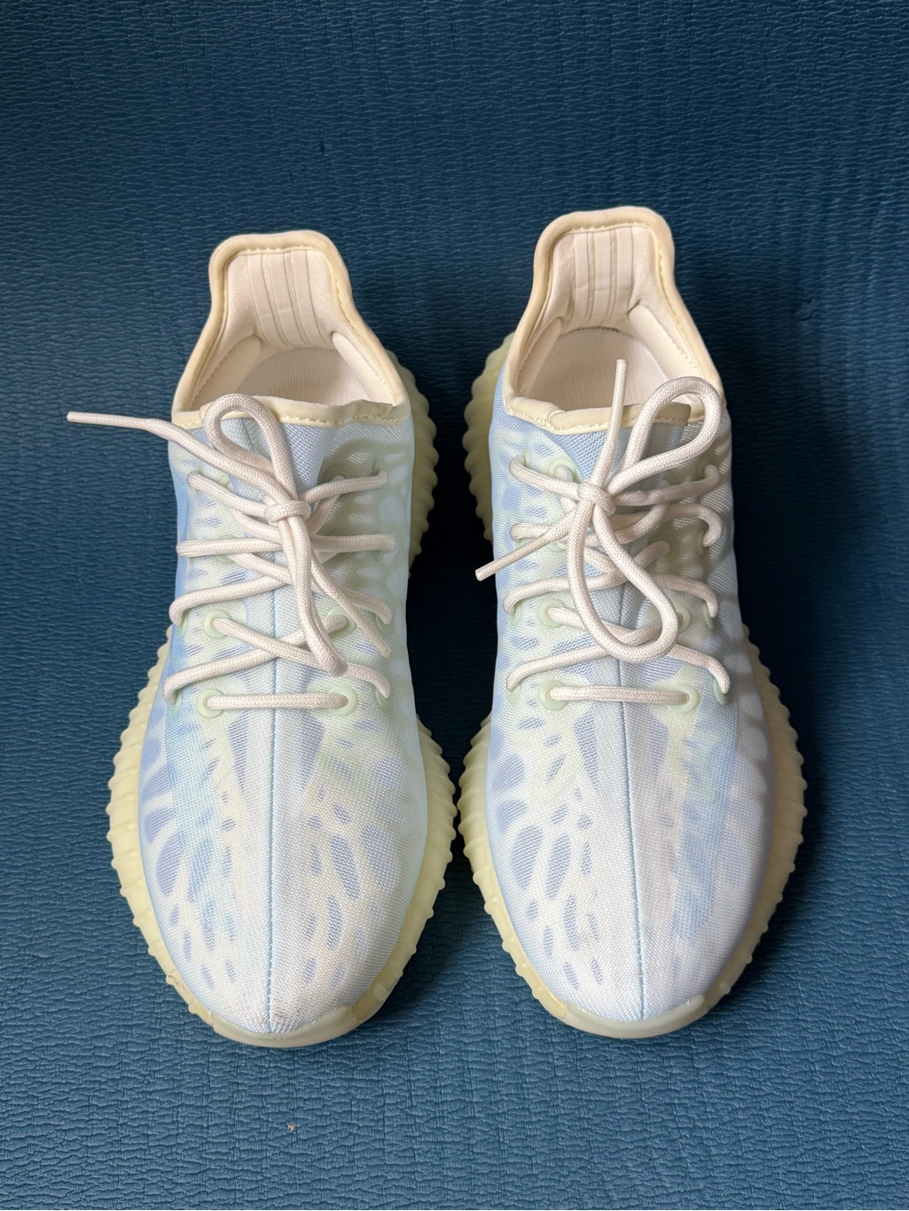 Yeezy Boost Sneakers In Pastel Blue And Cream